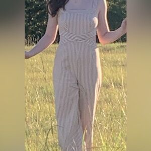 Altar'd State Striped Tan/White Jumpsuit‎